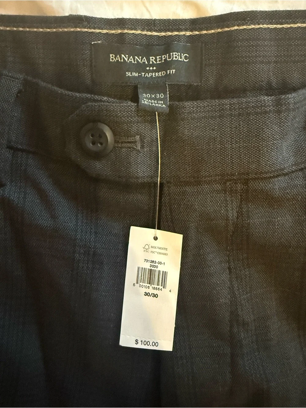 Banana Republic Charcoal Plaid Men's Dress Pants